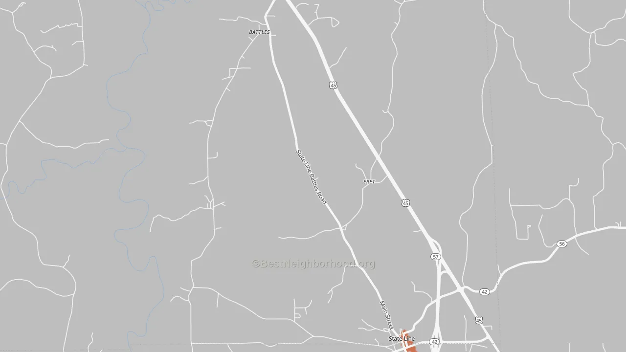 Bike Grade map of Eret, MS