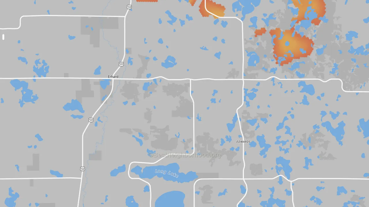 Bike Grade map of Erhard, MN