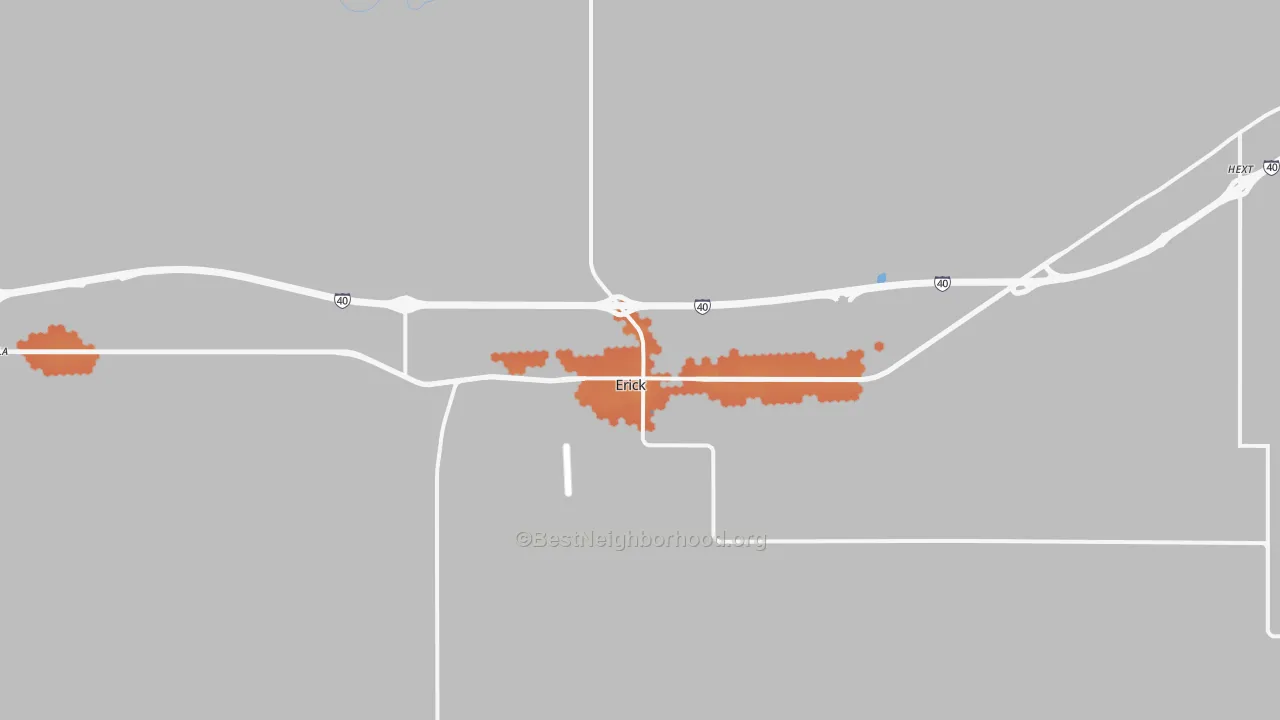 Bike Grade map of Erick, OK