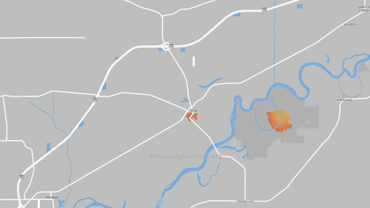 Bike Grade map of Erie, IL