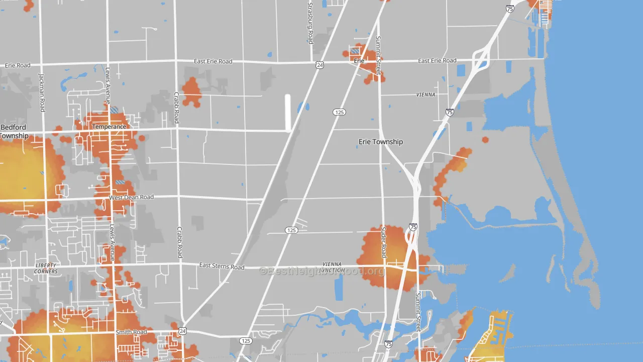 Bike Grade map of Erie, MI