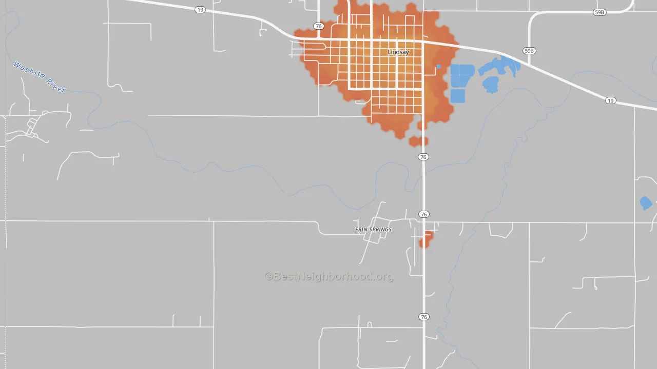 Bike Grade map of Erin Springs, OK