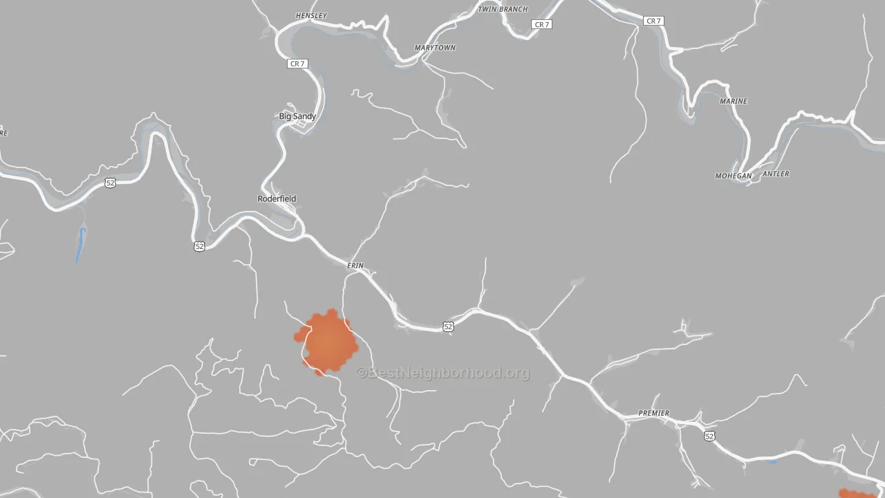Bike Grade map of Erin, WV