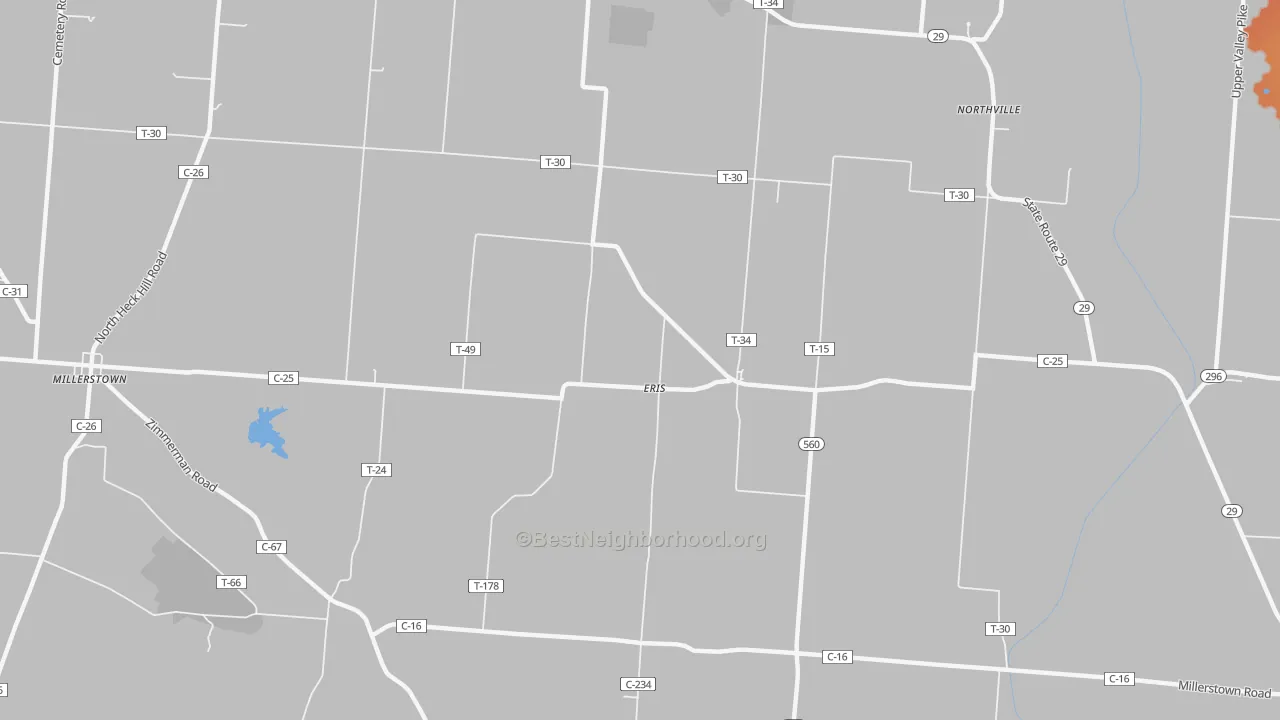 Bike Grade map of Eris, OH