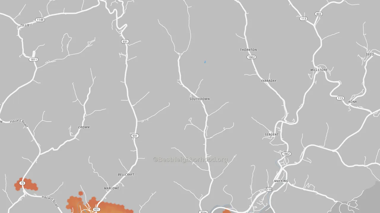 Bike Grade map of Ermine, KY