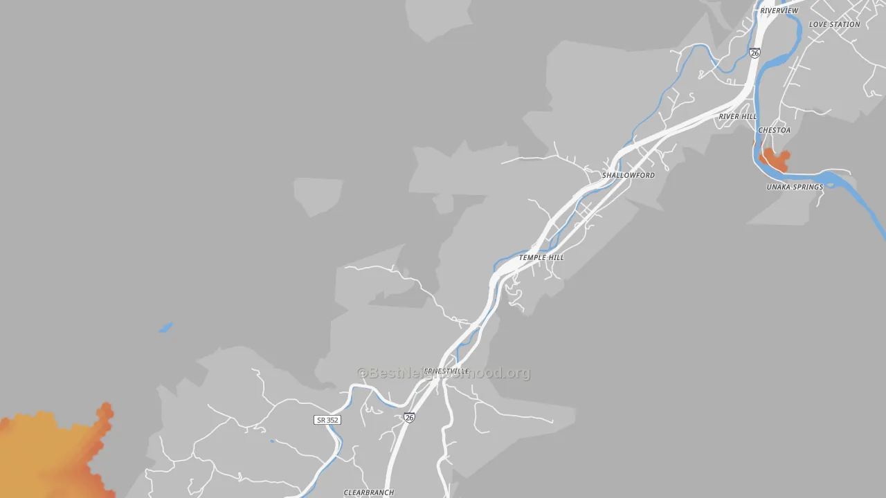 Bike Grade map of Ernestville, TN