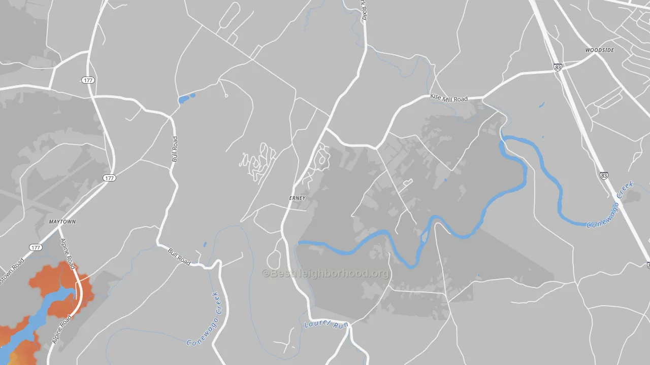 Bike Grade map of Erney, PA