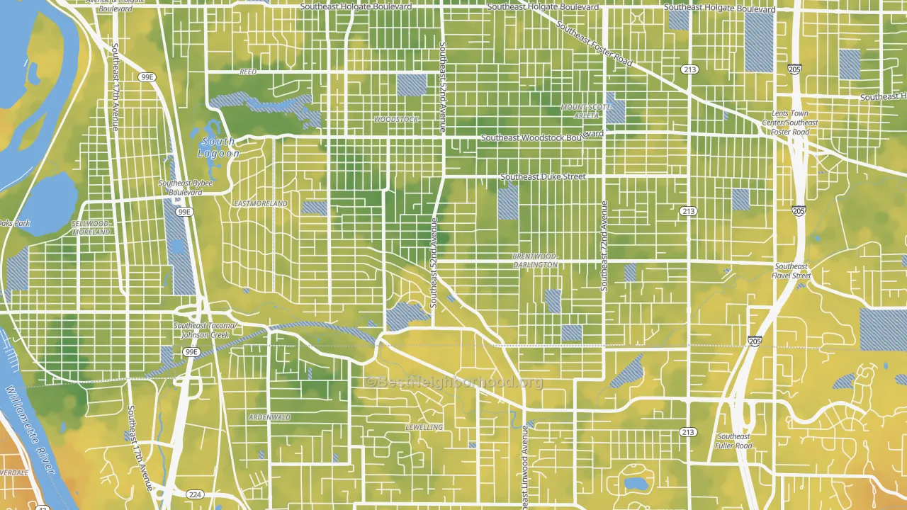 Bike Grade map of Errol Heights, Portland, OR