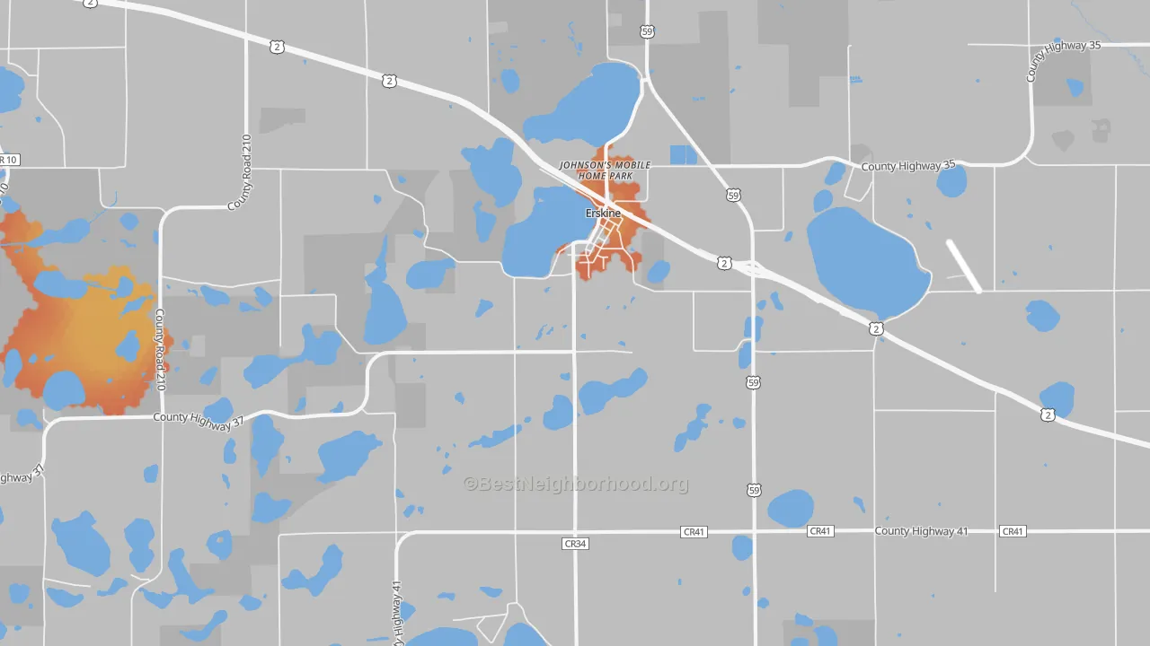 Bike Grade map of Erskine, MN