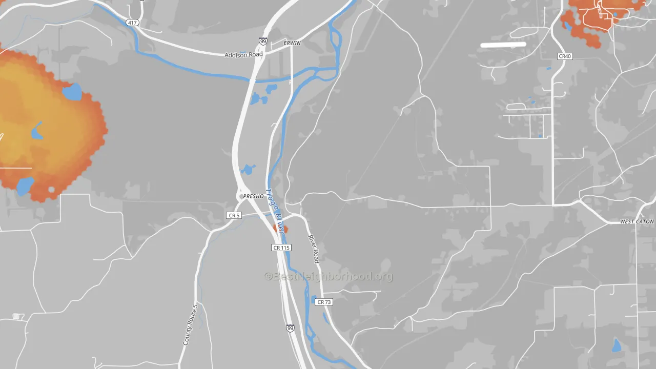 Bike Grade map of Erwins, NY