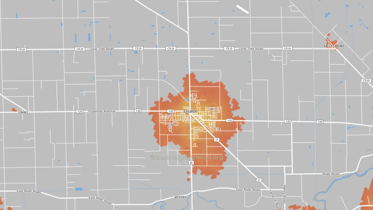 Bike Grade map of Escalon, CA