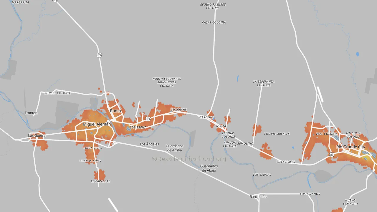 Bike Grade map of Escobares, TX