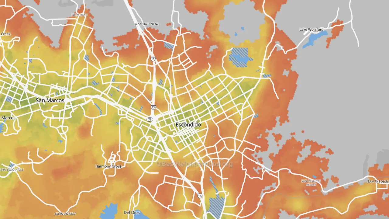 Bike Grade map of Escondido, CA