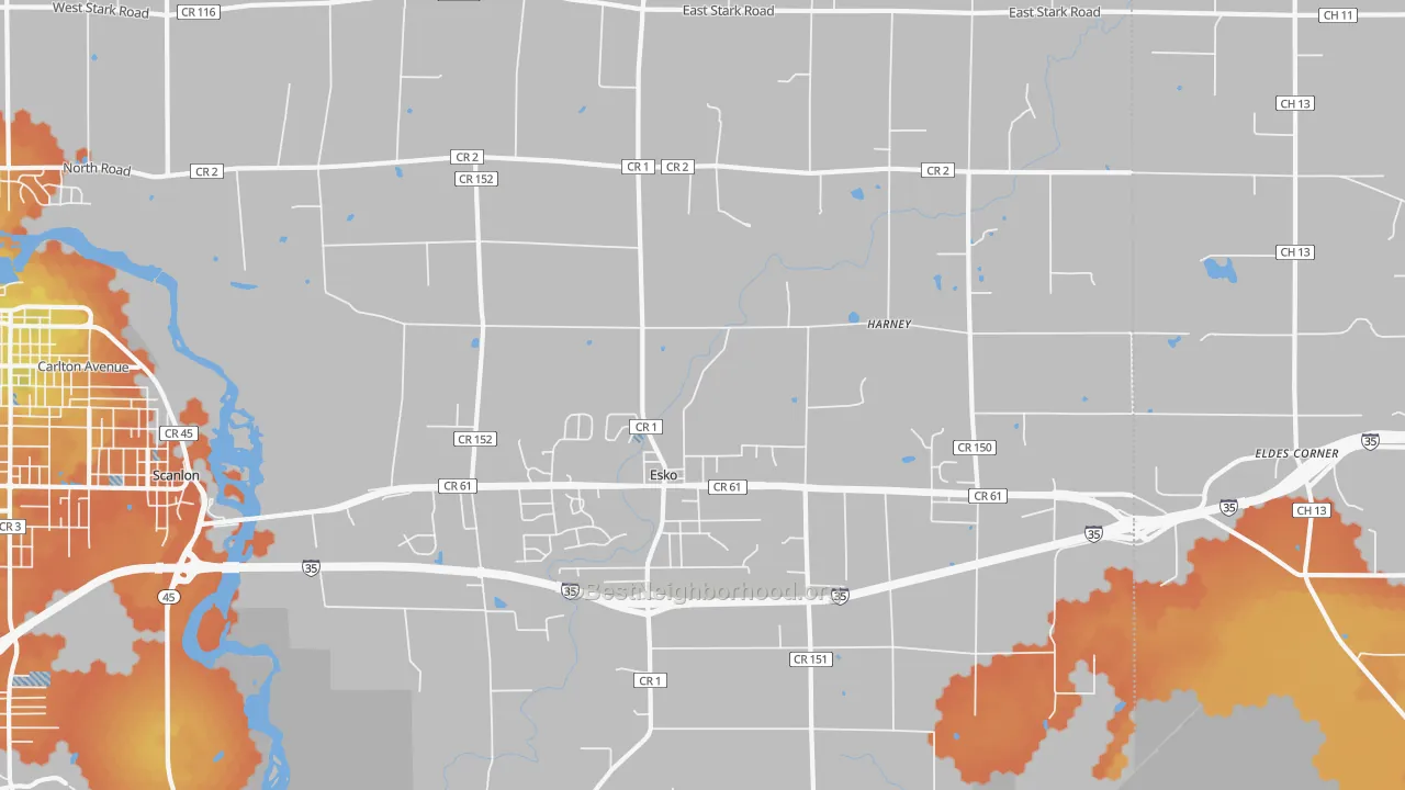 Bike Grade map of Esko, MN