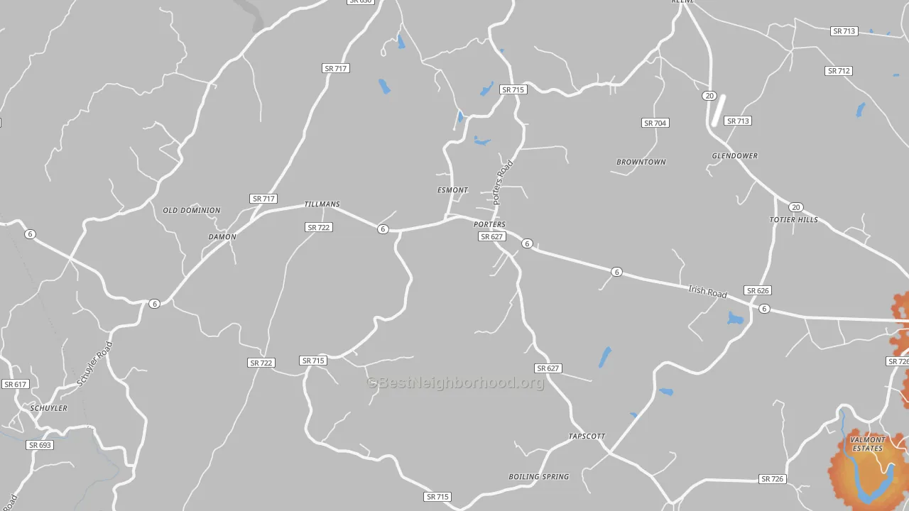 Bike Grade map of Esmont, VA