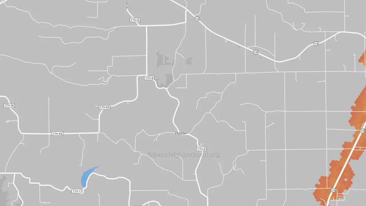 Bike Grade map of Esofea, WI