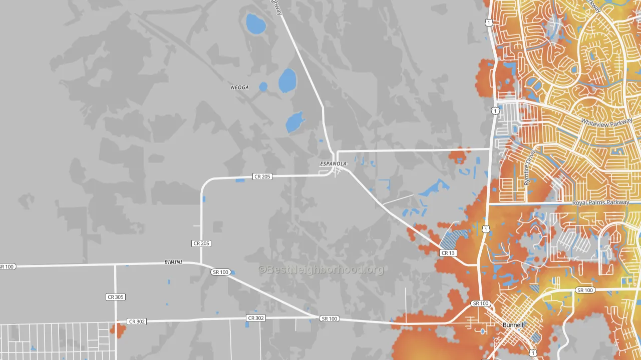 Bike Grade map of Espanola, FL