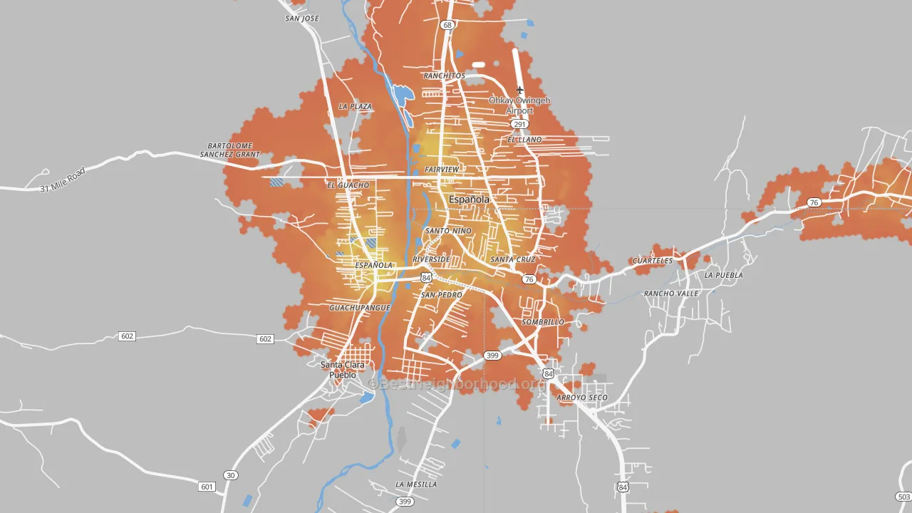 Bike Grade map of Espanola, NM