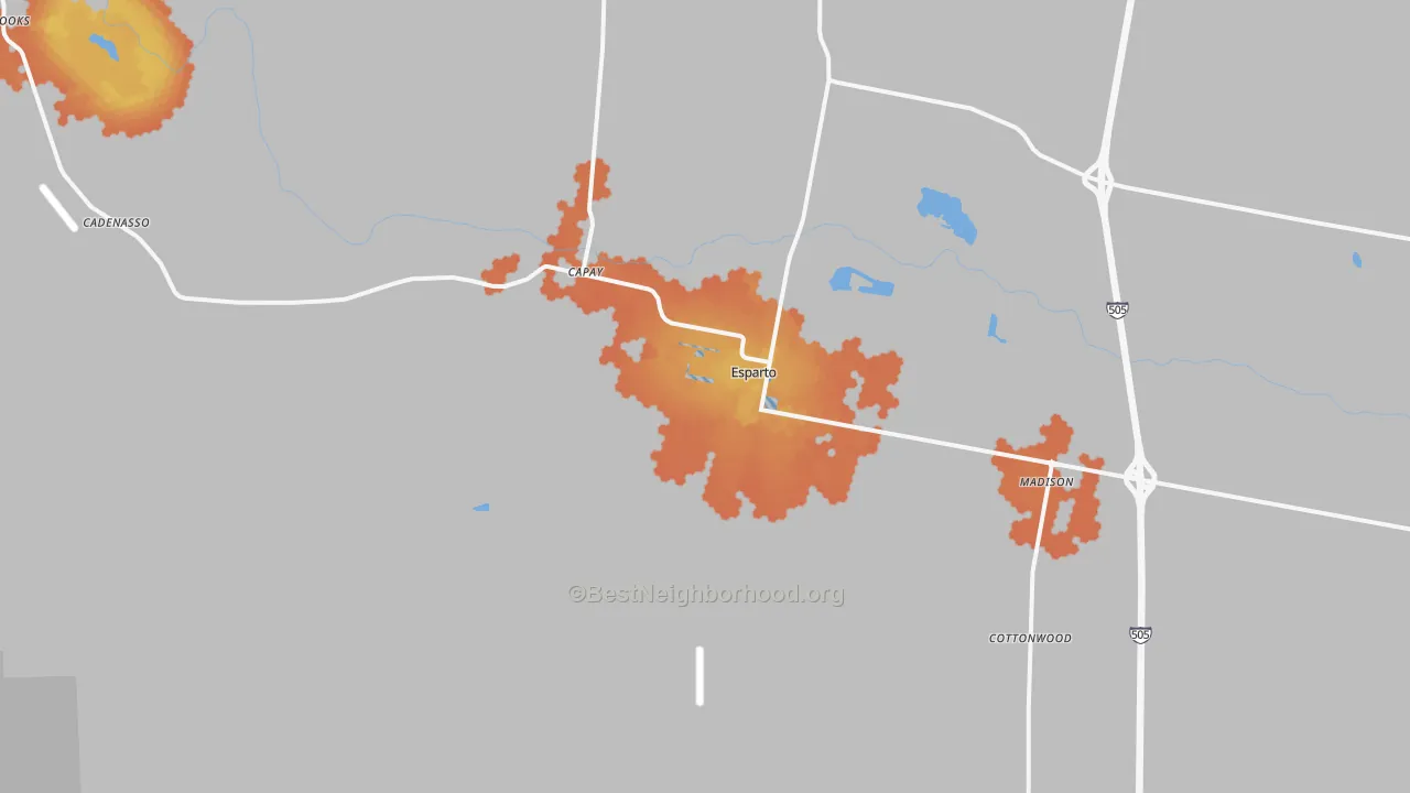 Bike Grade map of Esparto, CA