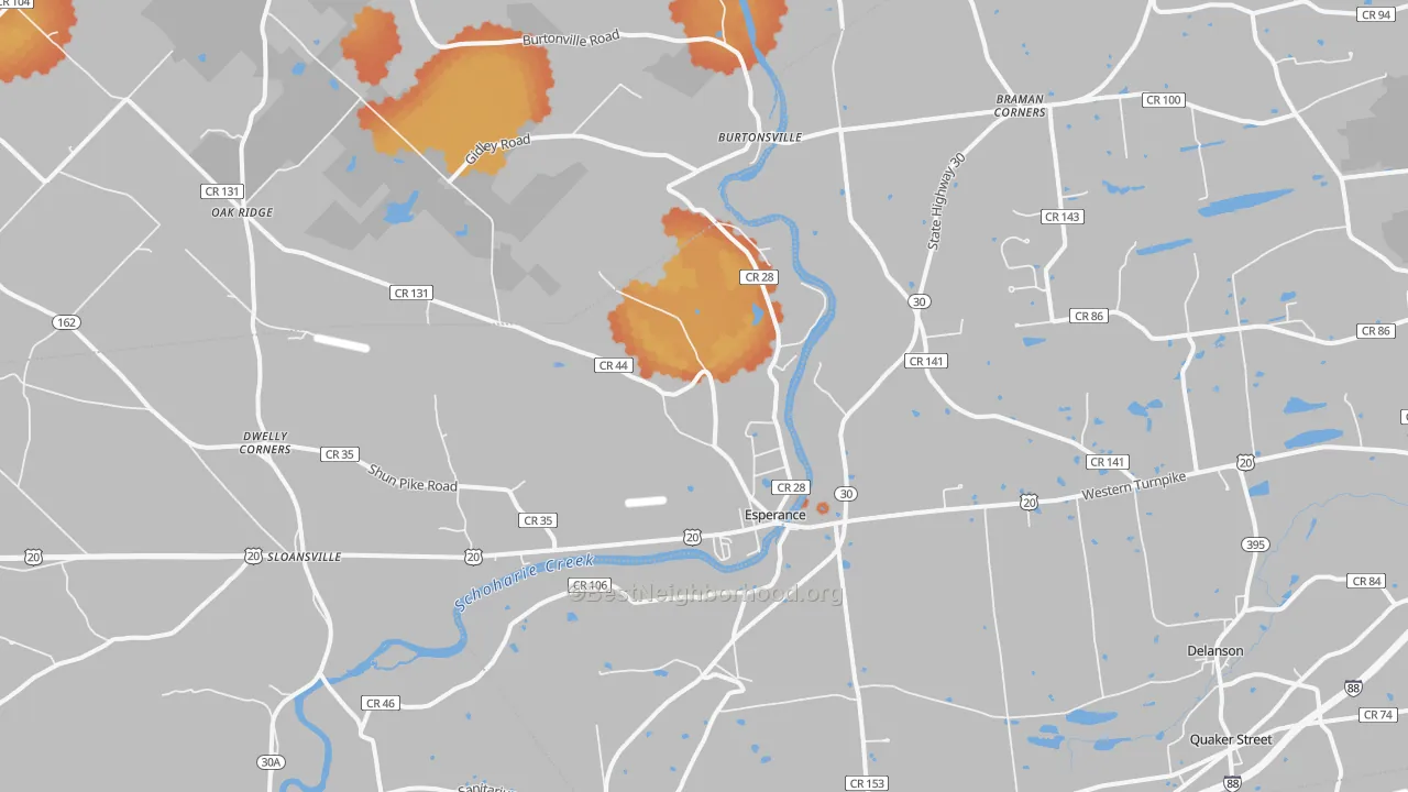 Bike Grade map of Esperance, NY