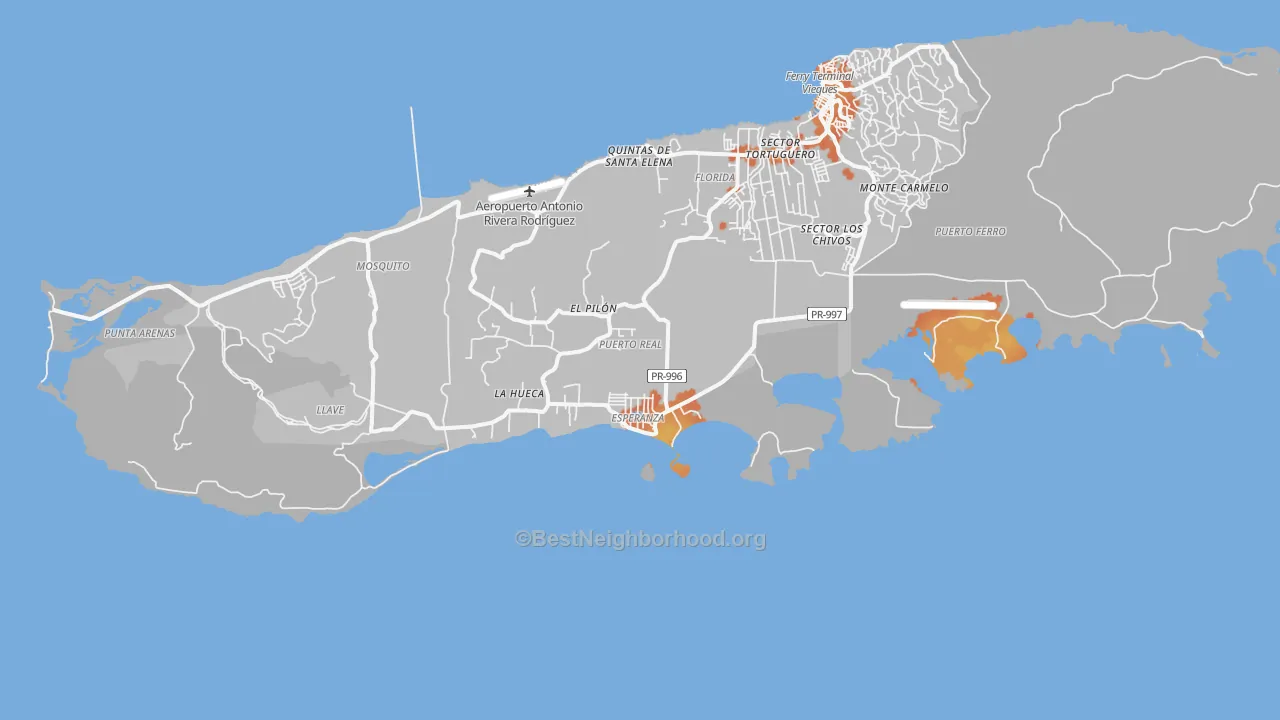 Bike Grade map of Esperanza, PR