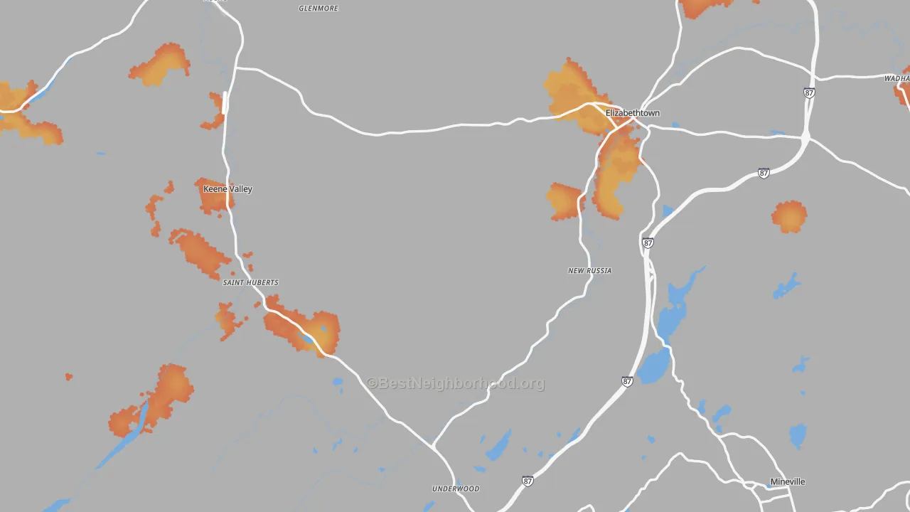 Bike Grade map of Essex County, NY