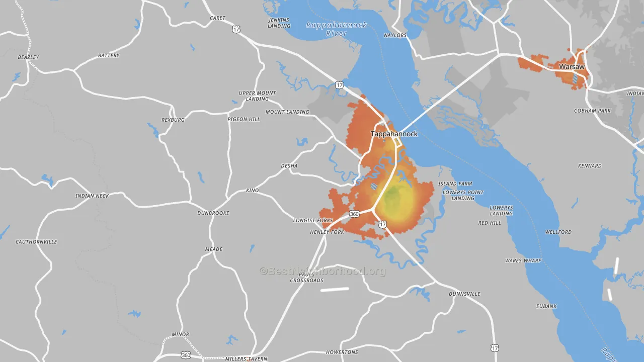 Bike Grade map of Essex County, VA