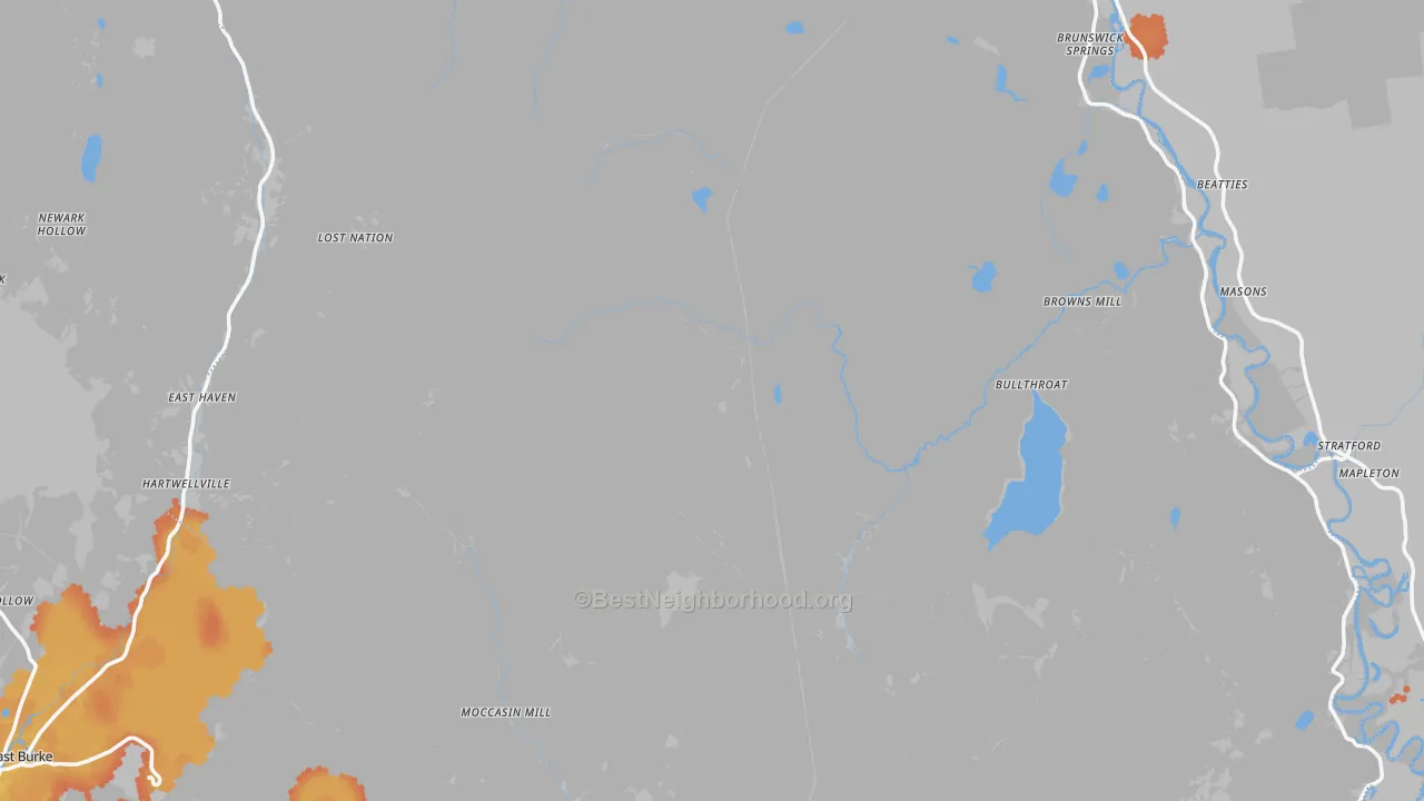 Bike Grade map of Essex County, VT