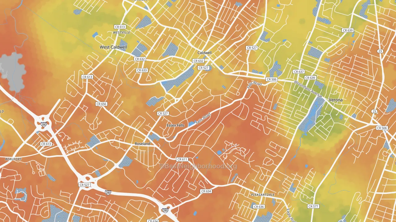 Bike Grade map of Essex Fells, NJ