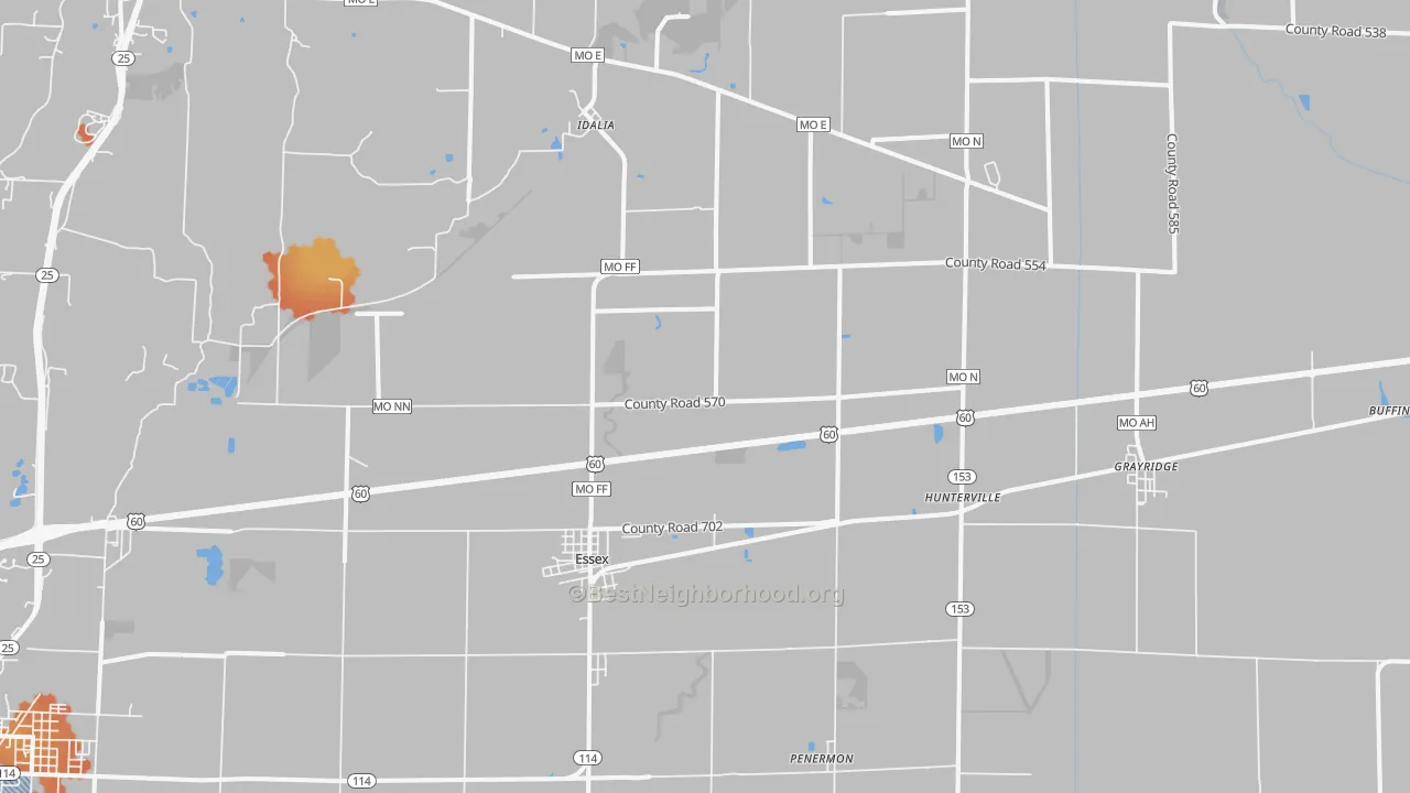 Bike Grade map of Essex, MO