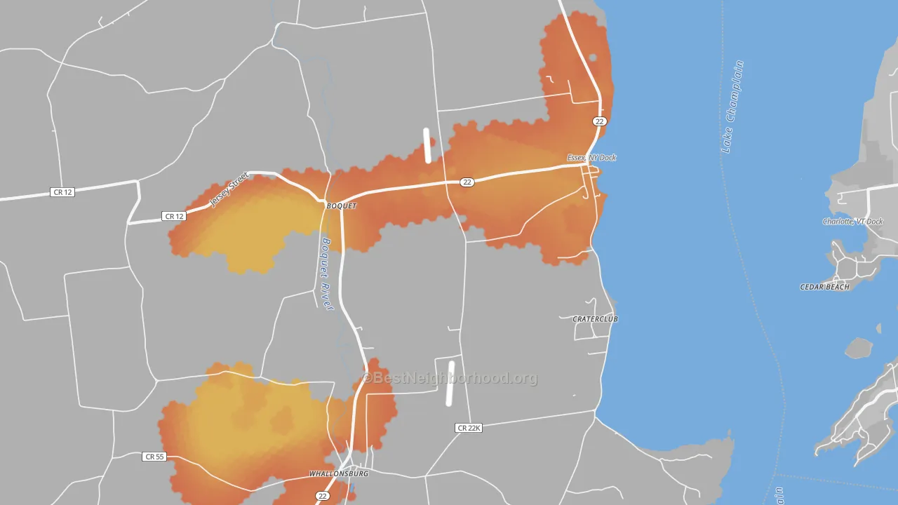 Bike Grade map of Essex, NY