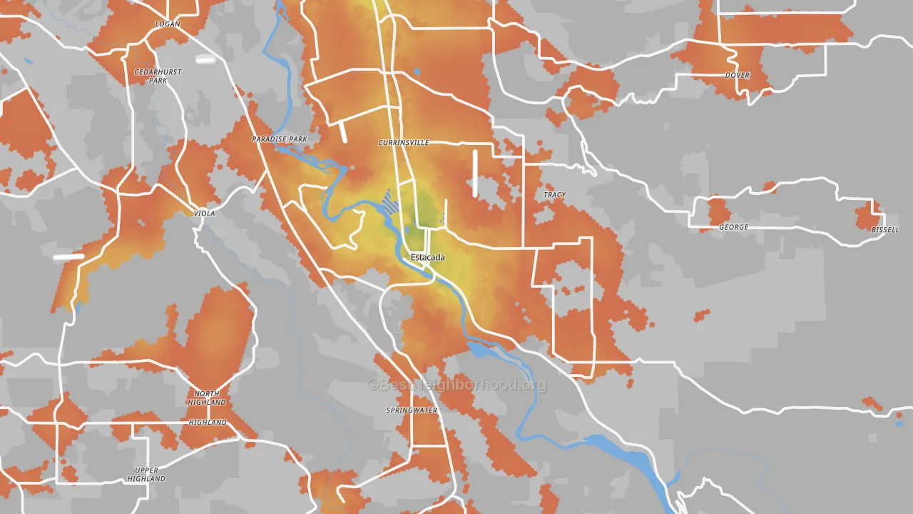 Bike Grade map of Estacada, OR