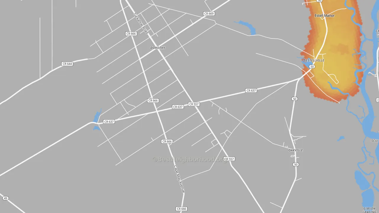 Bike Grade map of Estell Manor, NJ
