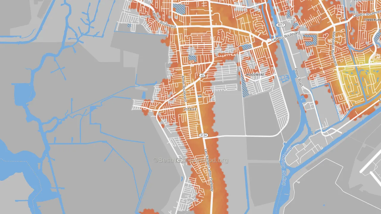 Bike Grade map of Estelle, LA