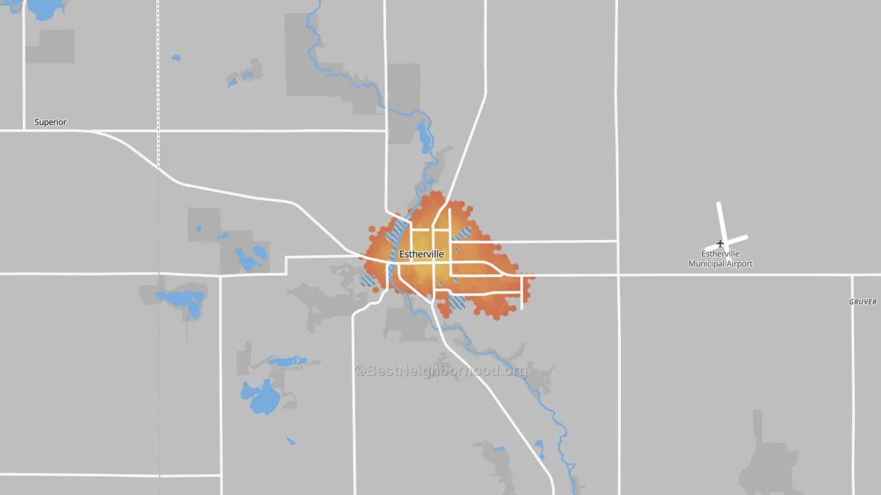 Bike Grade map of Estherville, IA