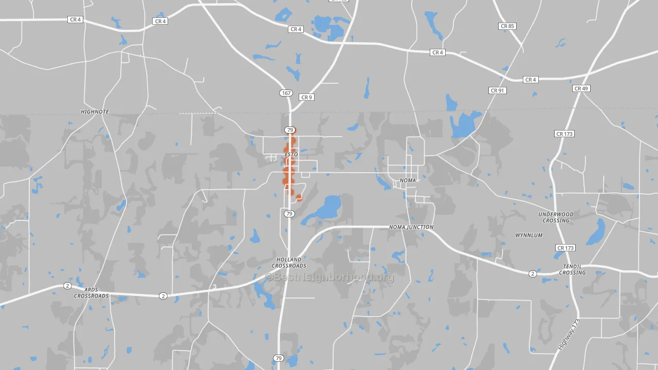 Bike Grade map of Esto, FL