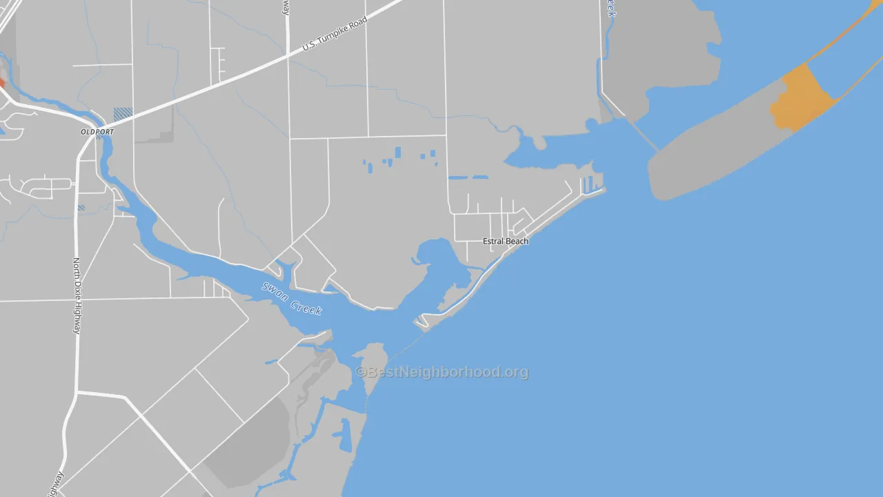 Bike Grade map of Estral Beach, MI