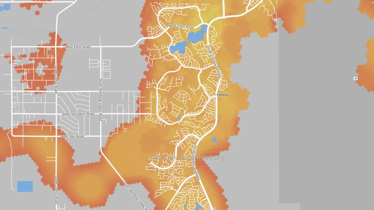 Bike Grade map of Estrella-Goodyear, Goodyear, AZ