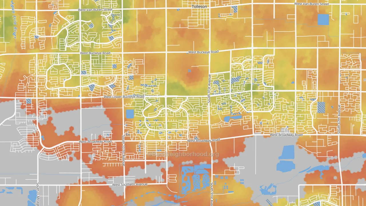 Bike Grade map of Estrella-Tolleson, Tolleson, AZ