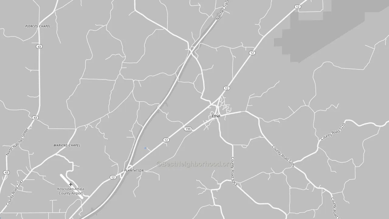 Bike Grade map of Ethel, MS