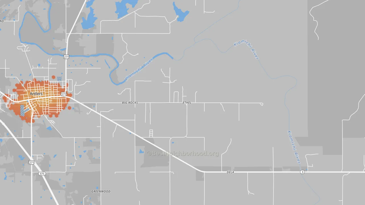 Bike Grade map of Ethel, OK