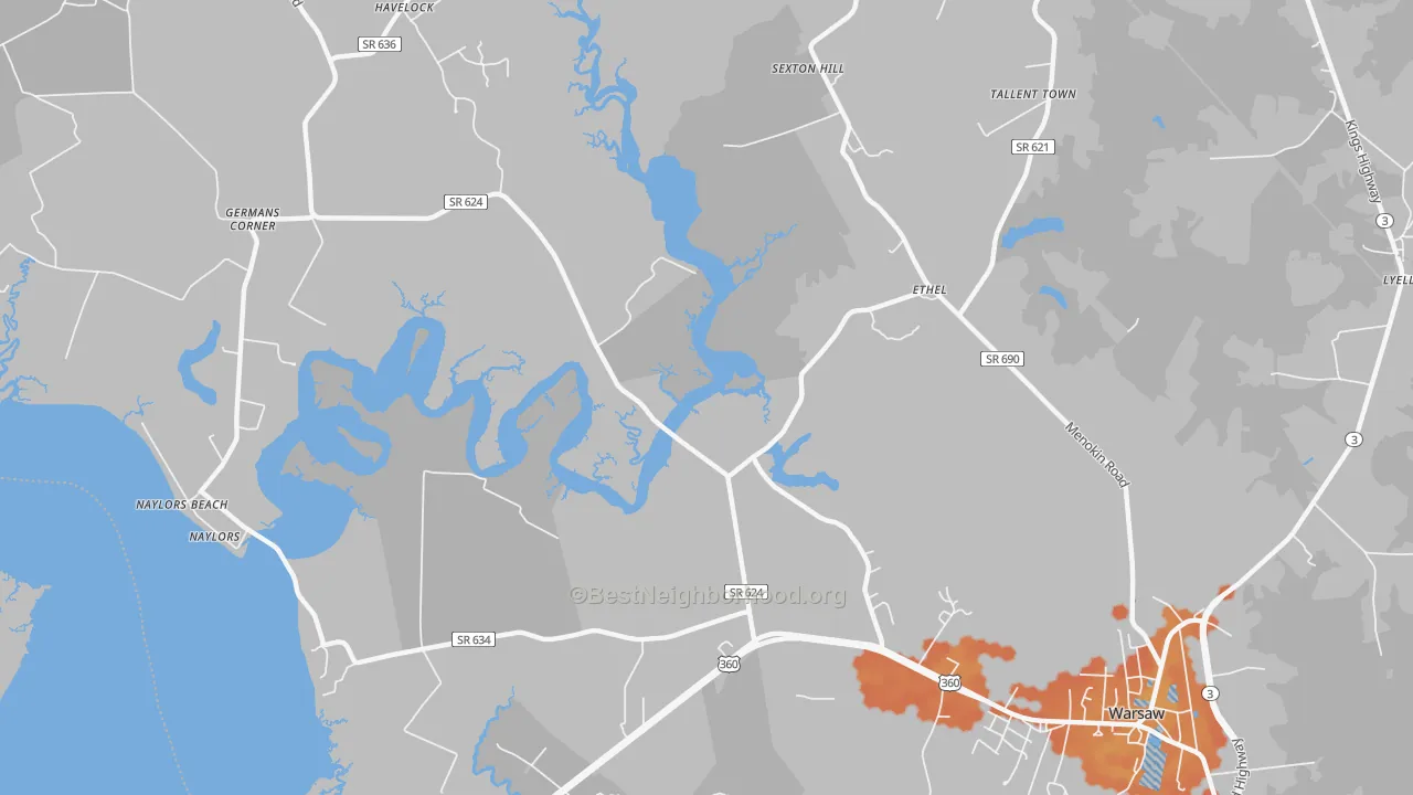Bike Grade map of Ethel, VA