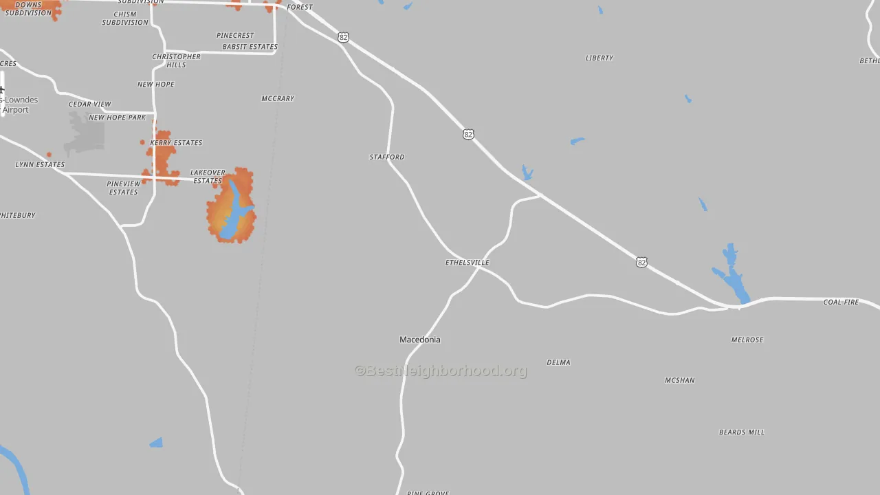 Bike Grade map of Ethelsville, AL