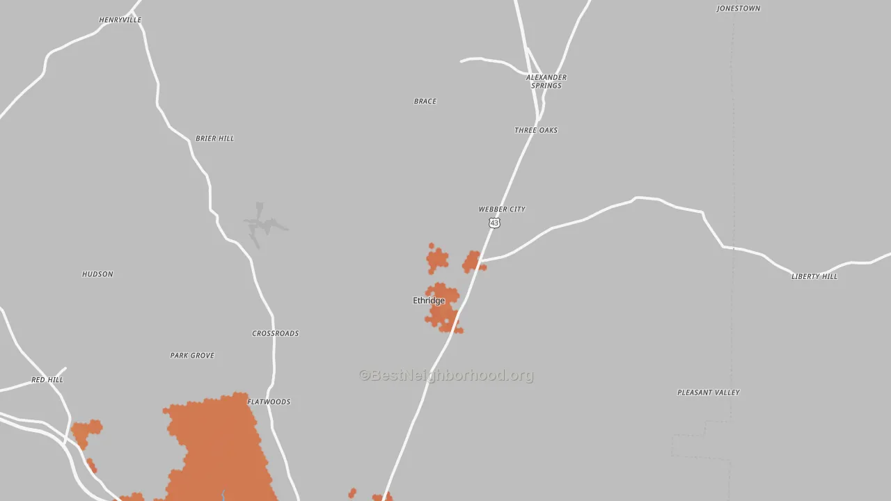 Bike Grade map of Ethridge, TN