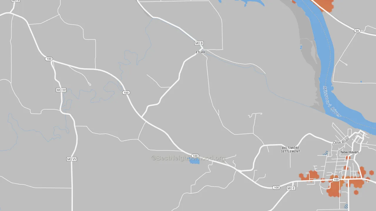 Bike Grade map of Etlah, MO