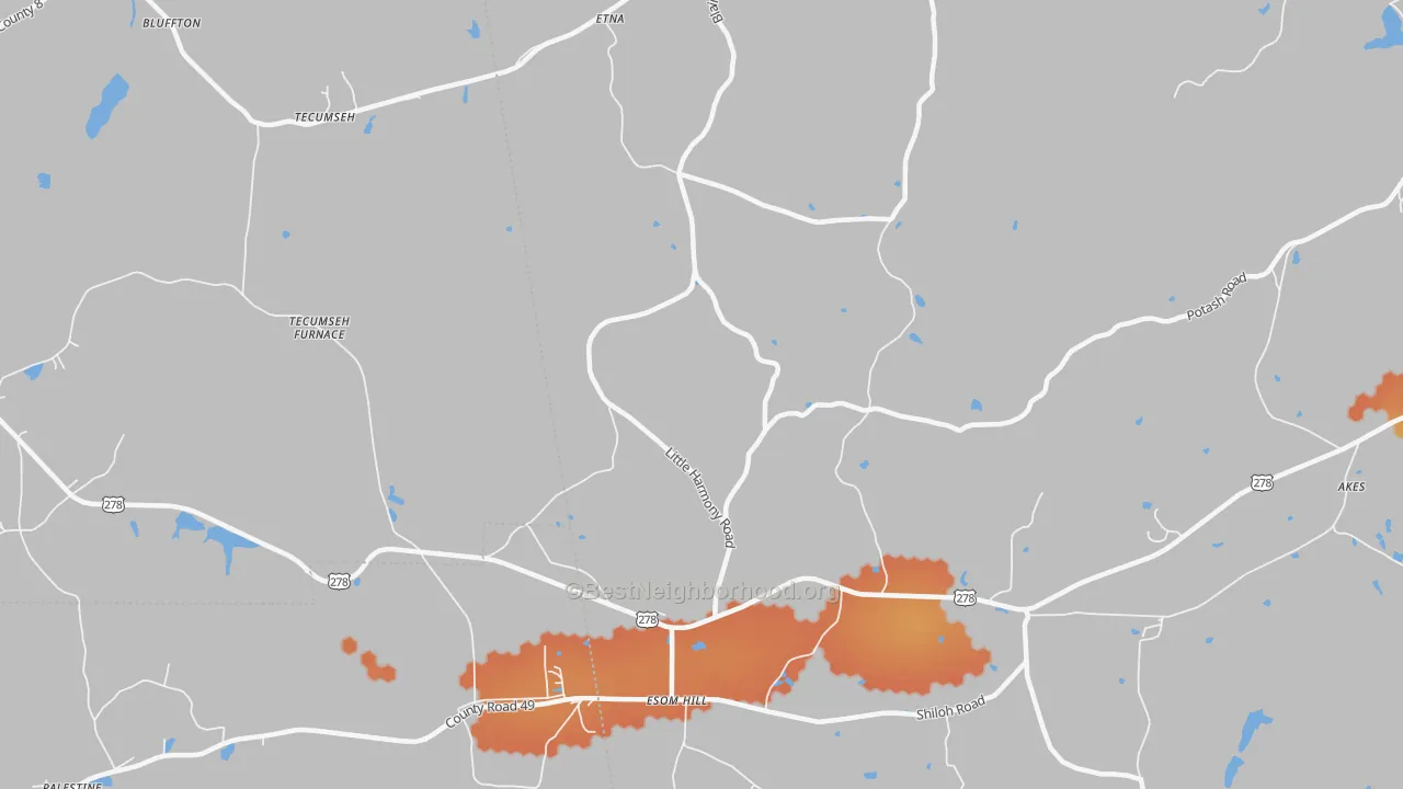 Bike Grade map of Etna, GA