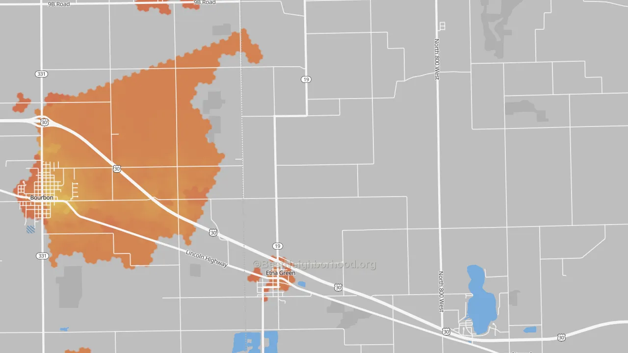Bike Grade map of Etna Green, IN