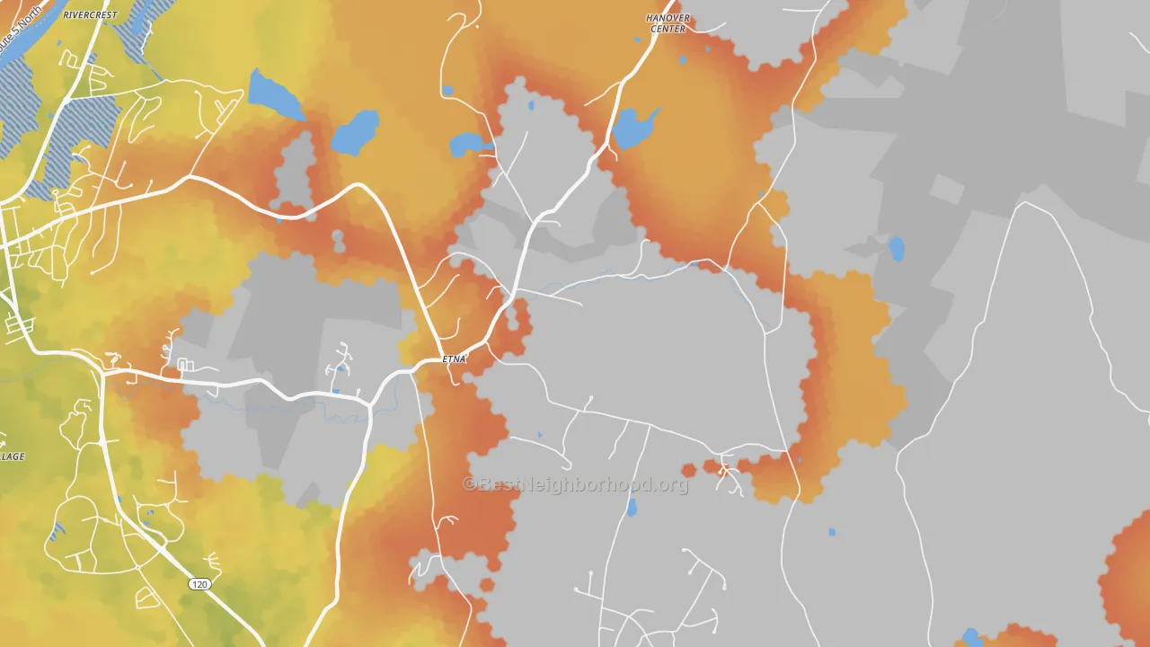 Bike Grade map of Etna, NH