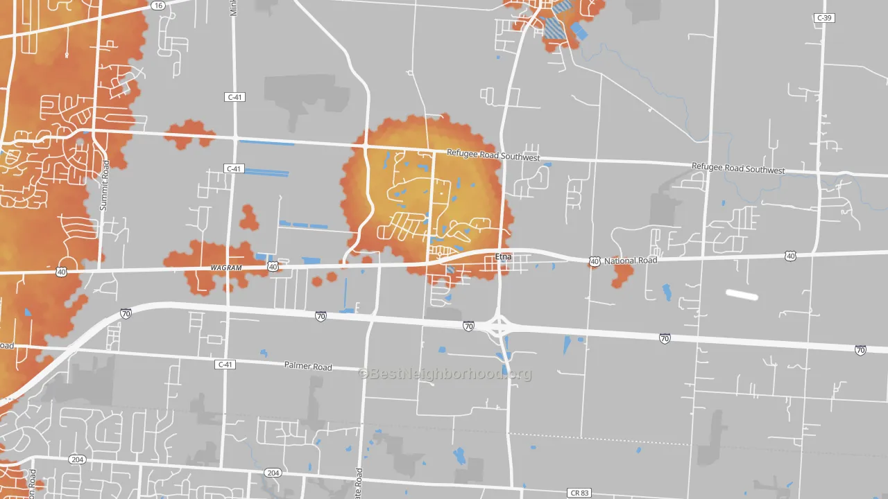 Bike Grade map of Etna, OH