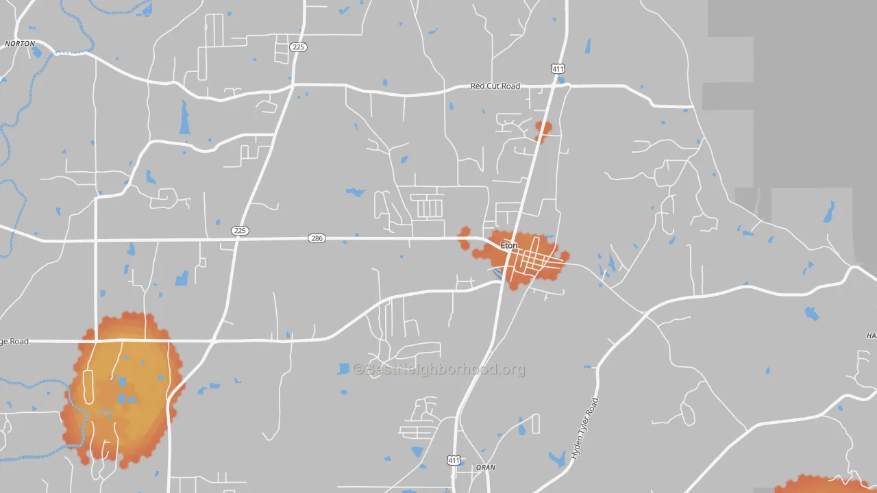 Bike Grade map of Eton, GA